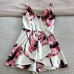 Floral Pink and White Jumpsuit